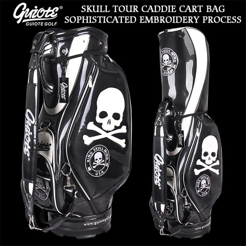 [2 цвета] King Skull USA Golf Caddie Cart Сумка из искусственной кожи Golf Tour Staff сумка с дождевиком 5-way для мужчин и женщин - Цвет: black