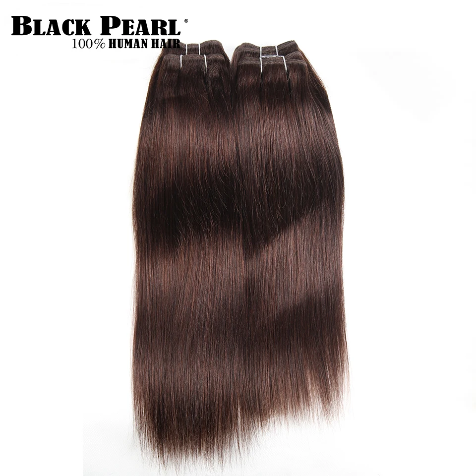 

Black Pearl Pre-Colored Yaki Human Hair 4 Bundles One Pack 190 Gram Brazilian Straight Hair Weave Color 2# Non-Remy Hair