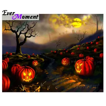 

Ever Moment Diamond Painting Handmade Halloween Midnight Pumpkin Grimace Diamond Embroidery Picture Mosaic Rhinestone S2F284
