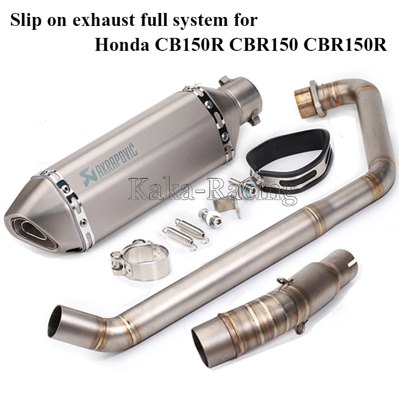 

For Honda CBR150R CBR150 CB150R Motorcycle Exhaust muffler Full system Slip on front header Link Pipe + Akrapovic Muffler Escape