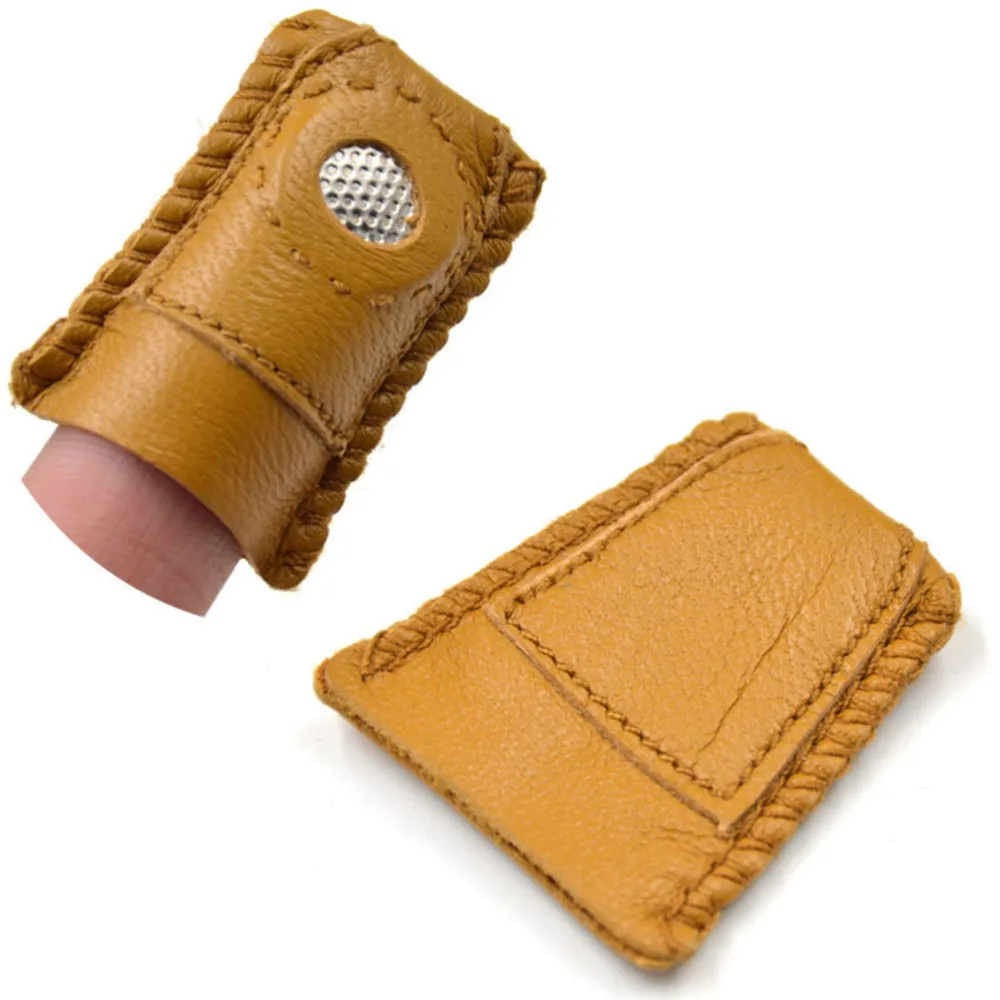 Synthetic Leather Coin Thimble With Metal Tip DIY Sewing Tool Handmade Needlework Accessory With 3 sizes for option