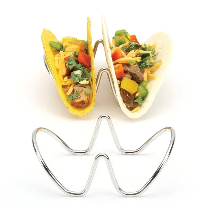 

Pie Tools TENSKE 1PC Stainless Steel Wave Shape Taco Holder Display Holders Kitchen Food Rack Shell 35