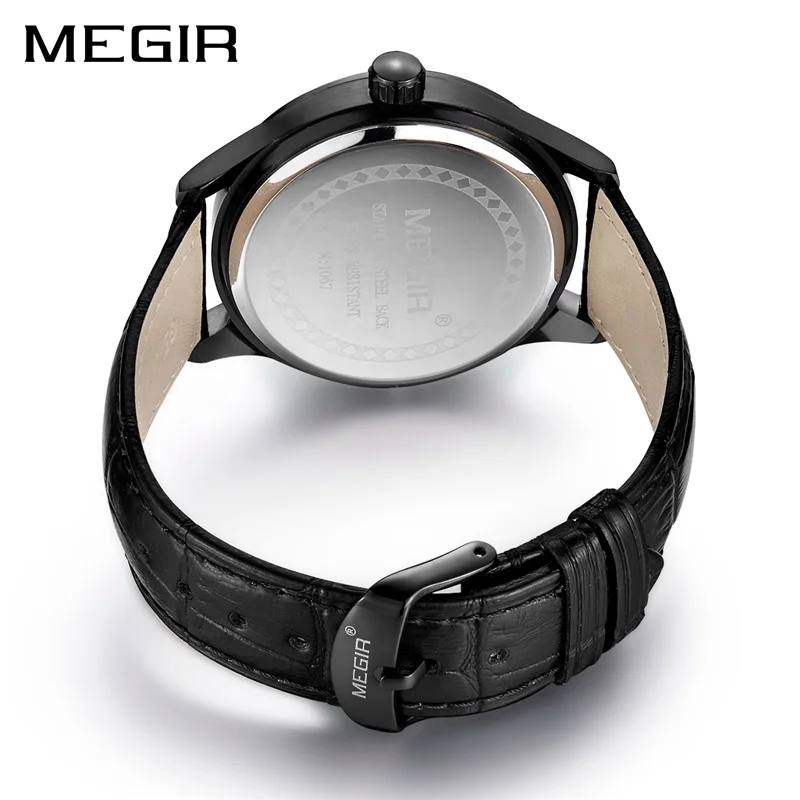  MEGIR 2017 New Men Watch Top Brand Luxury Leather Engraved Dial Military Watches Clock Male Erkek K