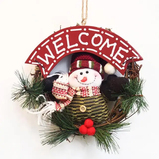 merry christmas wreaths snowmen santa claus door hanging ornaments
