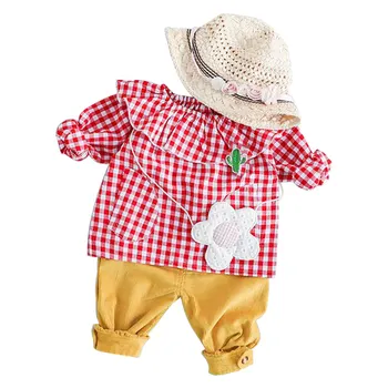 

2019 Spring and Autumn Set New Korean Children's Cute Two-piece Female Baby Doll Collar Set