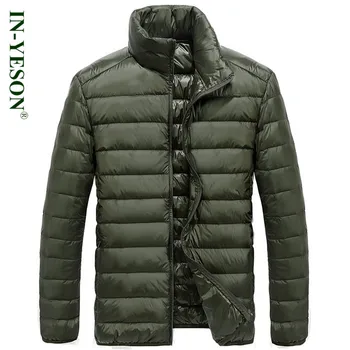 

IN-YESON Brand Ultra Light Duck Down Coat Men Fashion Simple Design Stand Collar Autumn Winter White Down Jacket Men Parkas Big