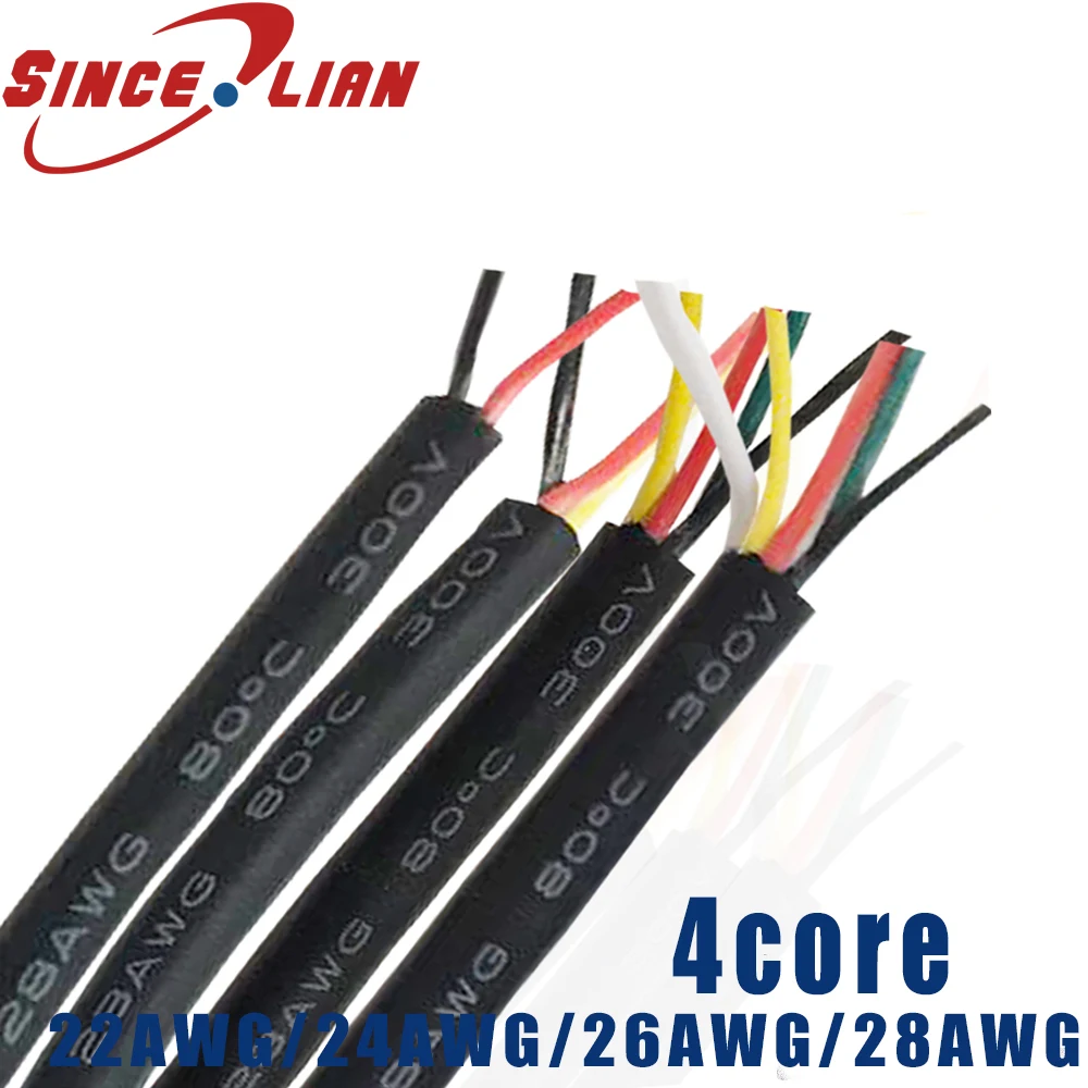 

Free shipping 22AWG 24AWG 26AWG 28AWG Tinned Copper RVV Wire 4 Core 5M/10M Control Cable Signal wire Home Improvement Wire
