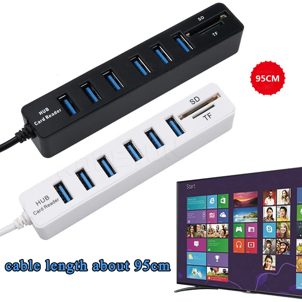 Kebidu 6 портов USB 2 0 комбо концентратор сплиттер Мульти Поддержка SD/TF кардридер 480