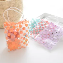 Детское мини-платье монета ручной сумки сумка из материала pvc прозрачный с узором в горошек для маленьких девочек; в виде нуля; сумка для денег кошелек прозрачная пляжная сумка