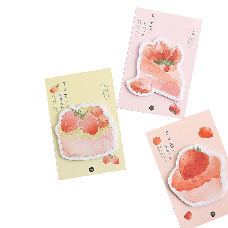 

24packs/lot sweet cake design memo sticky decorative paper memo pad sticky notepad bookmark stationery wholesale