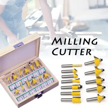 

12PCS/Set Woodworking Milling Cutter 8MM Shank Trimmer Engraver Cutter #40
