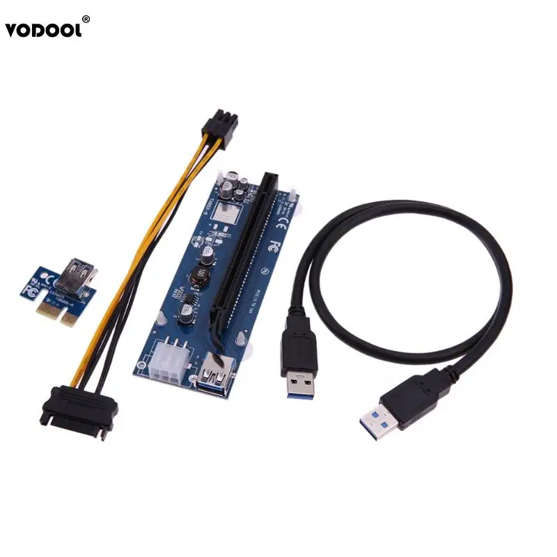 6 Pin PCI E Express Видеокарта 1X к 16X удлинитель USB 3 0 кабель SATA 15Pin 6Pin питания для биткоина