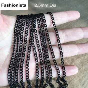 

Free Shipping -15 meter of Black Color Metal Alloy Chain,Oval Flat Cable Link Iron Metal Chain,2.5mm Wide