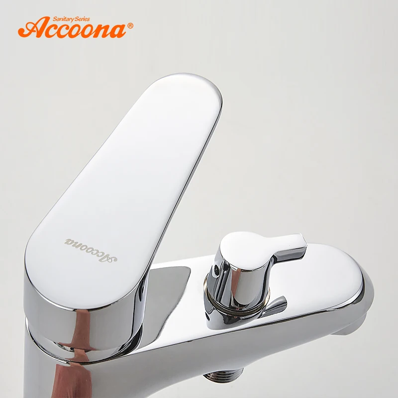 Online Accoona Bad Becken Wasserhahn Chrom Einzigen Handgriff Waschbecken Wasserhahn Mixer mit Dusche Kopf Heiße Und Kalte Wasser Schlauch Armaturen a9369