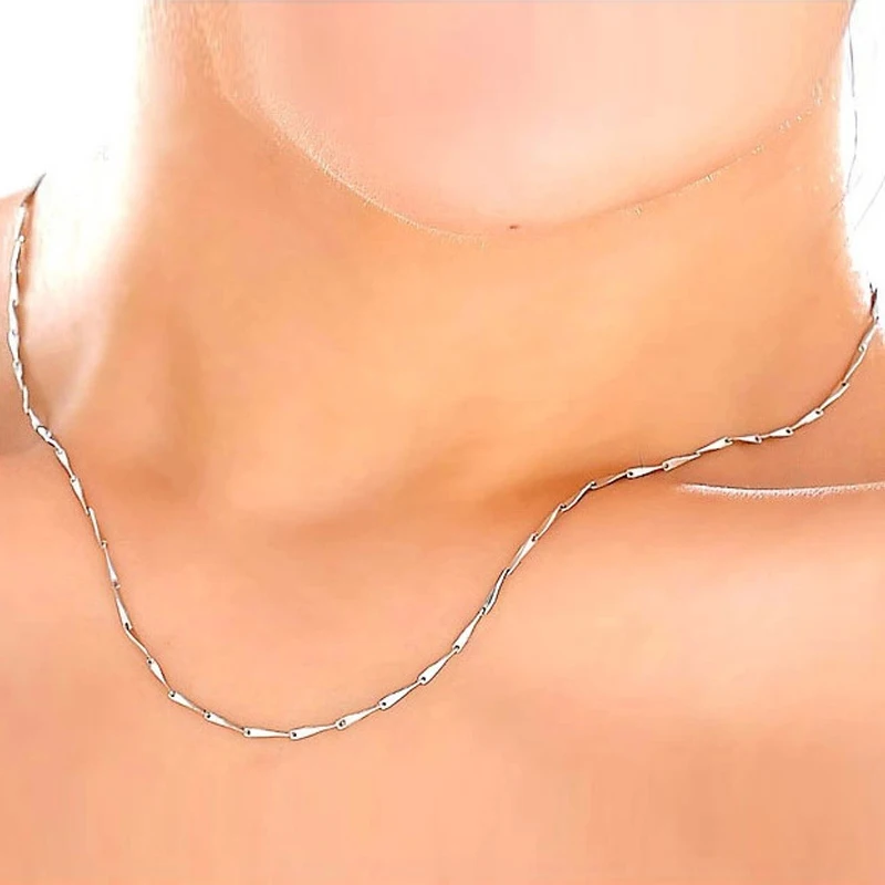 

Utimtree Wholesale Hot Sale 925 Sterling Silver Necklace Link Chain Necklaces For Women Lobster Clasp Collares 18" Drop Shipping
