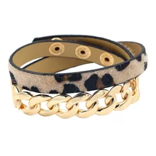 Модный Леопардовый принт Многослойная искусственная кожа с примесями браслеты женский браслет для девочек женские ювелирные украшения на нитке цепочке браслеты