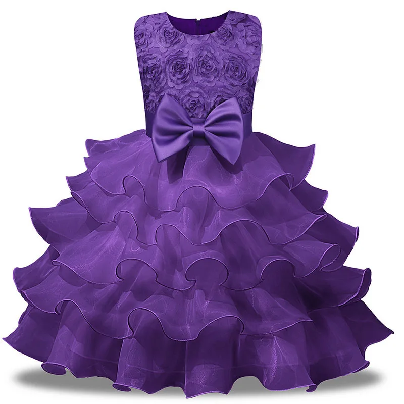 Платье для девочек детская одежда праздничные платья принцессы без рукавов для девочек, костюм для детей, свадебное платье 2, 3, 4, 5, 6, 7, 8, 9, 10 лет - Цвет: Фиолетовый