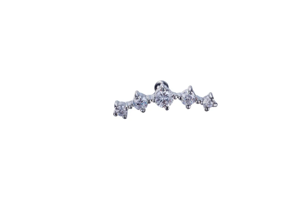 

Lot 20pcs Fashion Jewelry- 5 CZ Gems Men/Women Ear Studs/Earring Stainless Steel Helix Bar Body Piercing