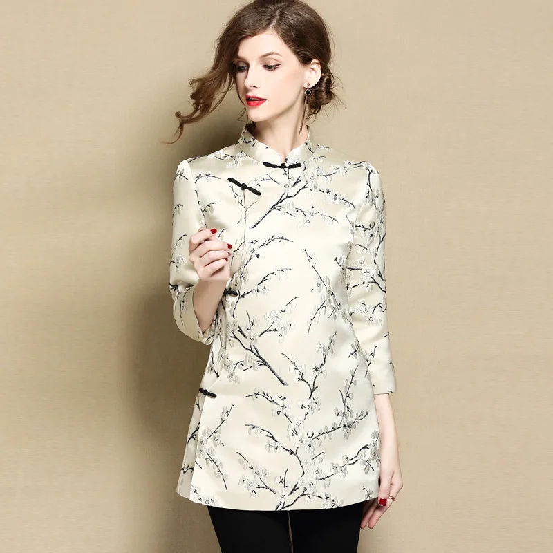 Elegant Long Sleeve Shirt Chinese Women Party Evening