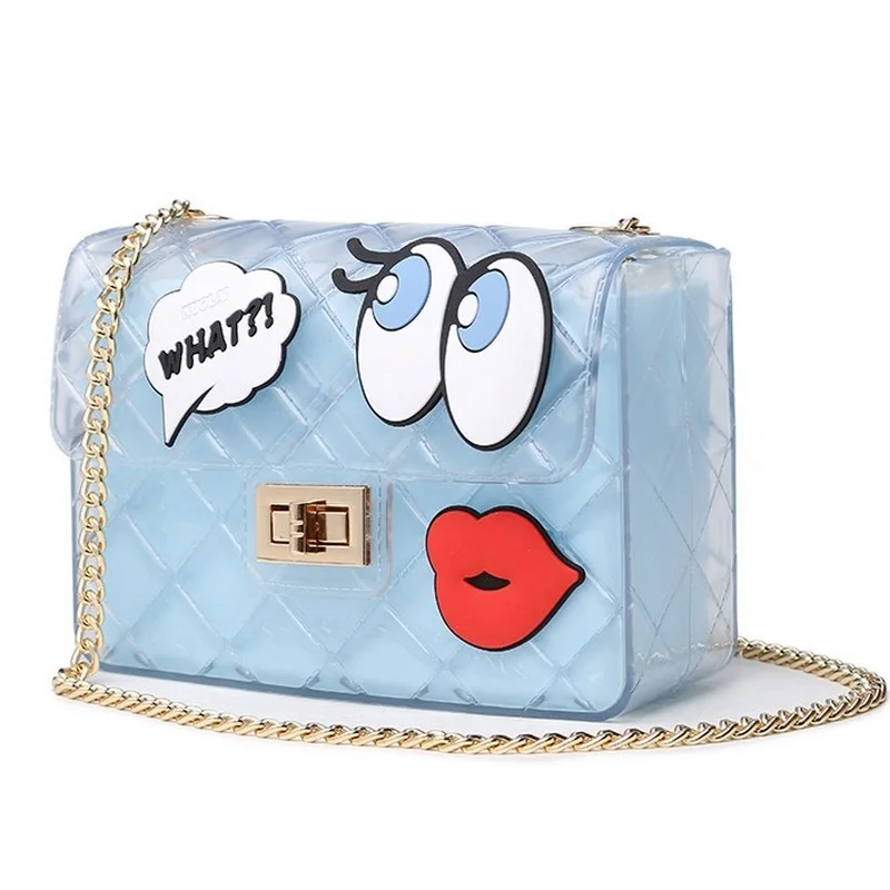 

Summer Girls Big Eye Lips Print Transparent Jelly Bag Women Chain Silicon Flap Bag Lady Candy Boutique Tote Crossbody Bags Bolsa
