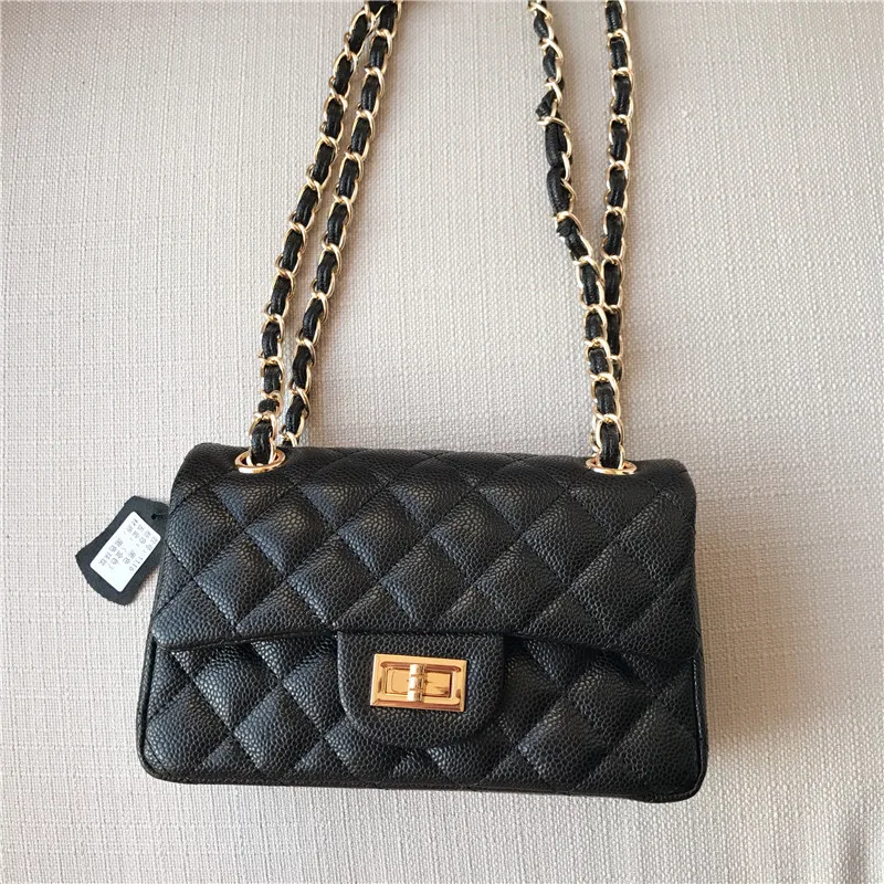 

free shipping diamond lattice chain joker cowhide leather bag shoulder crossbody bag