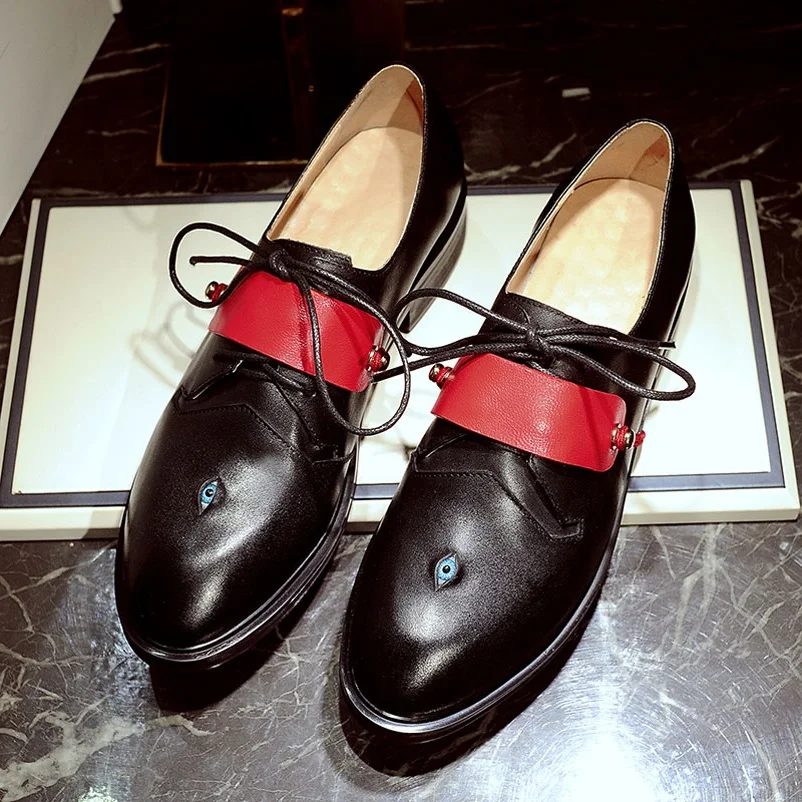 

Women Luxury famous Oxfords Fashion Footwear Genuine Leather Flat Shoes Round Toe Shoes Spring Autumn Oxford Shoes For Women