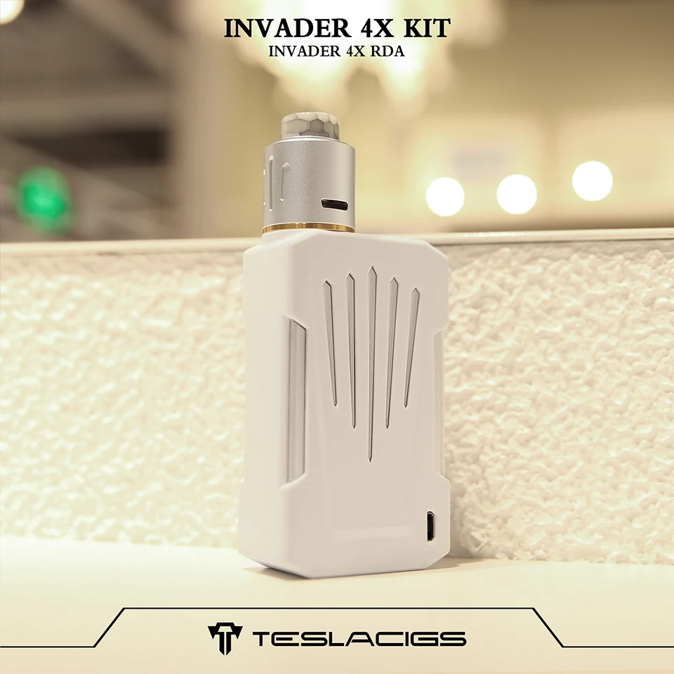 Original Teslacigs Invader 4X VV vape Kit With 5 Levels Variable Voltage Single Coil Build Deck 25mm RDA VS frenzy vape pen kit (16)