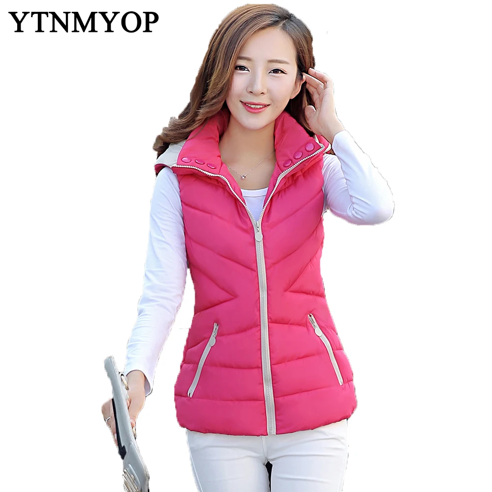 

YTNMYOP New Slim Fashion Autumn And Winter Vest With Hooded Women's Short Vest Jacket Sleeveless Down Cotton Slim Waistcoat Plus Size