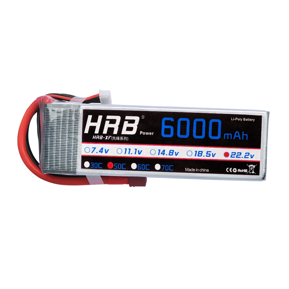 Аккумулятор HRB Lipo 6S 22 2 V 6000mAh 50C Max 100C для радиоуправляемого дрона FPV Вертолет UAV