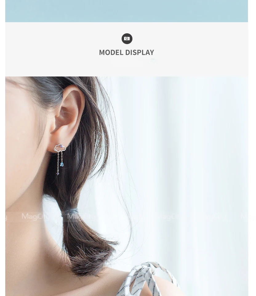Top Quality New Fashion Tassel Sterling Silver Cloud Earring For Women Waterdrop Pendant Cubic Zirconia 925 Silver Stud Earrings (5)