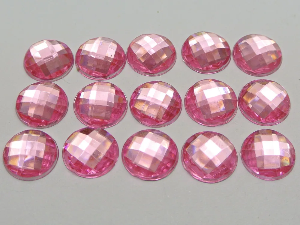 

200 Pink Acrylic Flatback Rhinestone Faceted Round Gems 12mm No Hole