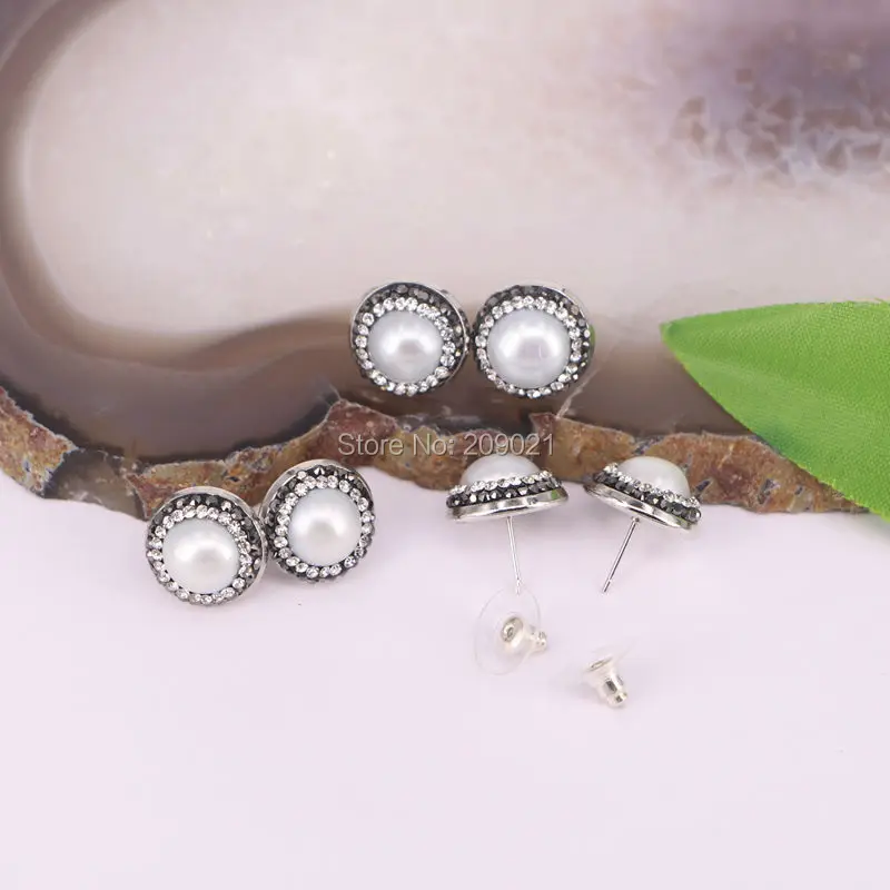 Новые 10 пар шармов проложить стразы жемчуг серьги гвоздики Ювелирные изделия Поиск для женщин