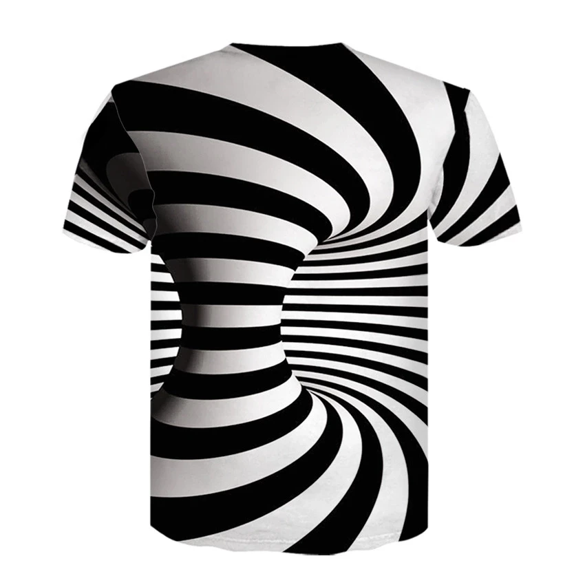 

FASHIONBOY Store 2019 Newest Summer Style Fashion Print Short sleeved Tees Men Black And White Vertigo Hypnotic colorful Printi