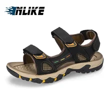 Мужские сандалии; летние сандалии из натуральной кожи; Мужские дышащие сандалии на плоской подошве