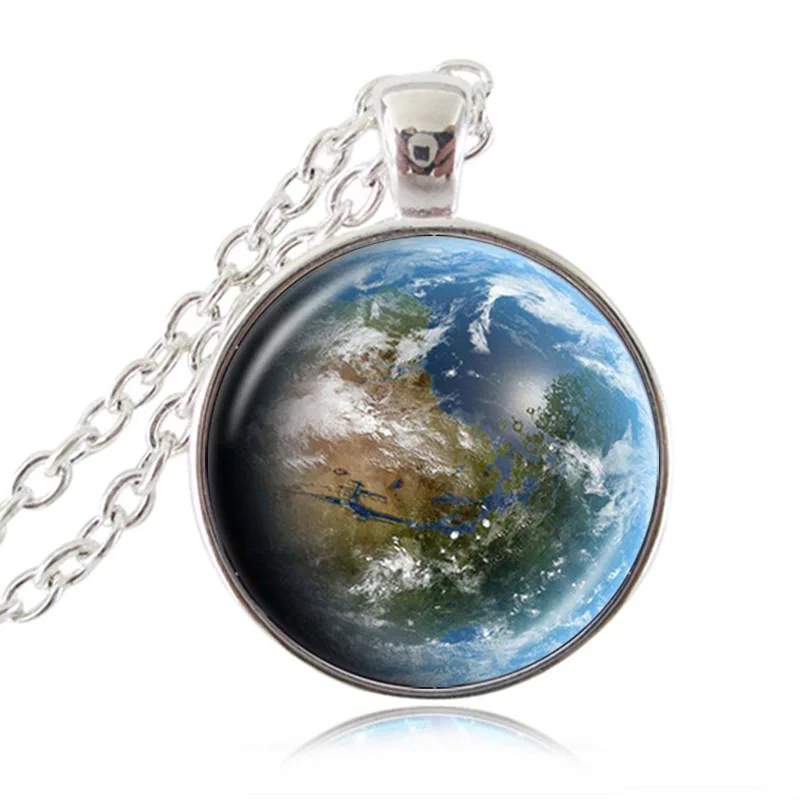 Мать Земля ожерелье с фото Глобус кулон серьги в виде планет пространство ожерелье стекло кабошон кулон ручной работы ювелирные изделия HZ1 - Окраска металла: B03