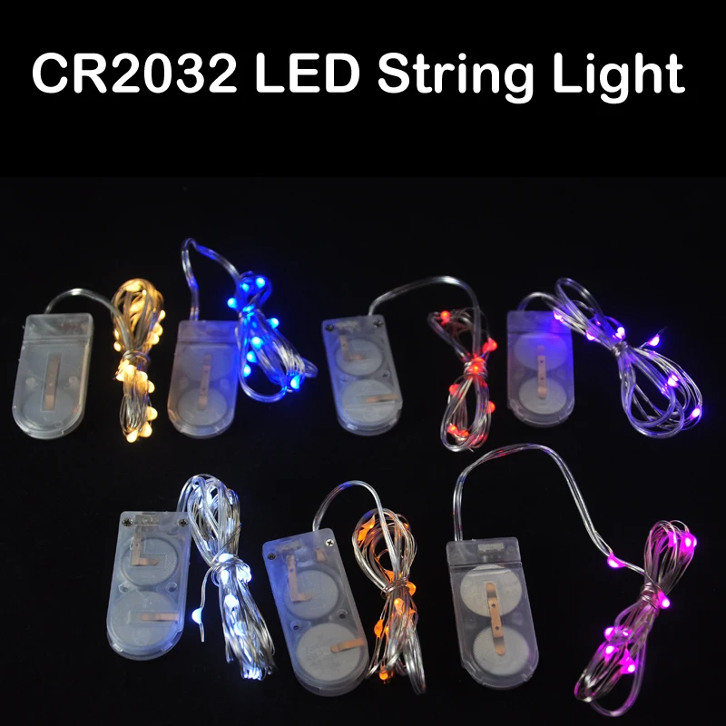 10pcs/Lot CR2032 Battery 2M 20LED String Lights Copper Wire Fairy Light
