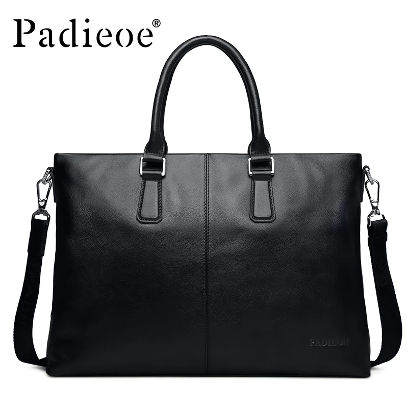 

Padieoe Business Famous Brand Handbag Men Shoulder Bags Briefcases Genuine Leather Tote Laptop Bag Fashion Men's Messenger Bag