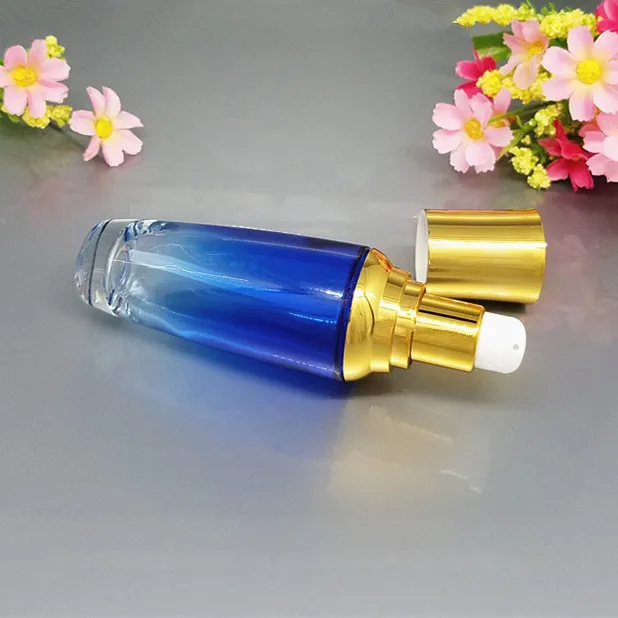 Essence Glass Lotion Pump Blue Glass Packaging Bottle Empty Comestic Containers Bottle Cream Travel Bottling 203050g ml (9)