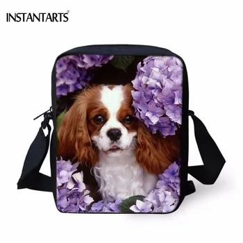 

INSTANTARTS Fashion Women Samll Crossbody Bags 3D Animal Charles Dog Printing Lady Handbags Brand Design Shoulder Messenger Bag