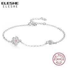 ELESHE, модный,, 925 пробы, серебряный, вишневый, цветок, браслет, цепочка, кристалл, браслет для женщин, серебро 925, ювелирное изделие, подарок
