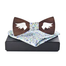 Деревянная бабочка ручной работы полые Свадебные бабочки галстук деревянный галстук-бабочка карман квадратный набор для мужчин/женщин самостоятельно регулируемый галстук-бабочка подарок