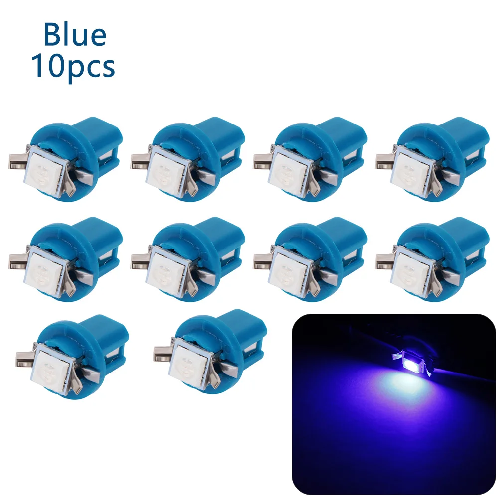 10Pcs LED Light Car Gauge Speed Dash Bulb Dashboard instrument Light Wedge Interior Lamp B8.5D 509T B8.5 5050 Led 1 SMD T5 Lamp - Испускаемый цвет: Blue