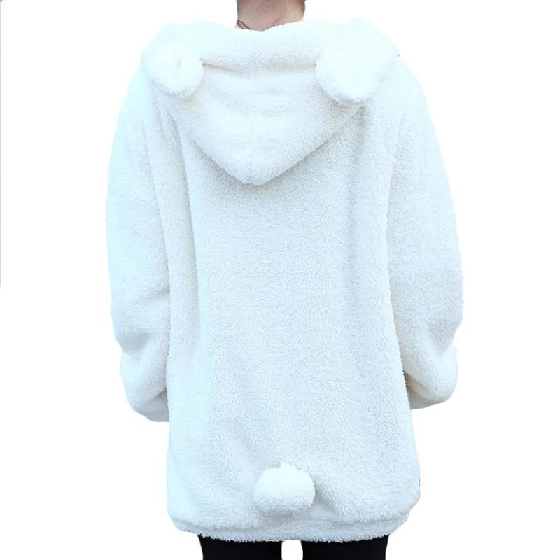 Fluffy bear ear hoodie Clearance
