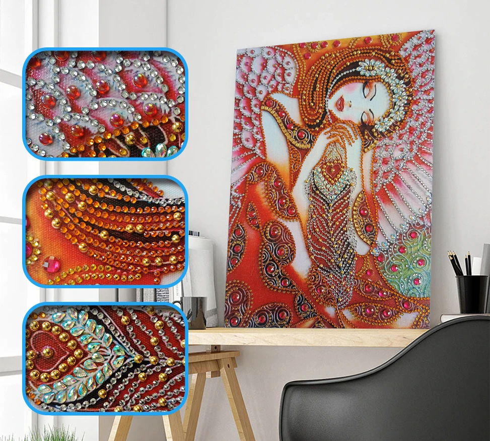 5D DIY Diamond Painting Kit Angel Wings Full Round Drill Picture Handicraft 3