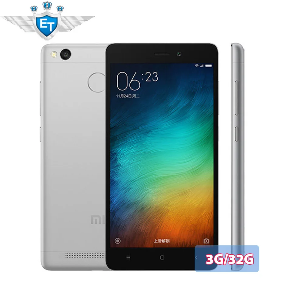 Original Xiaomi Mi Redmi 3S Pro 5.0" Snapdragon 430 Octa Core Cell phones 4100mAh 3GB RAM 32GB ROM Metal Body Fingerprint Glob