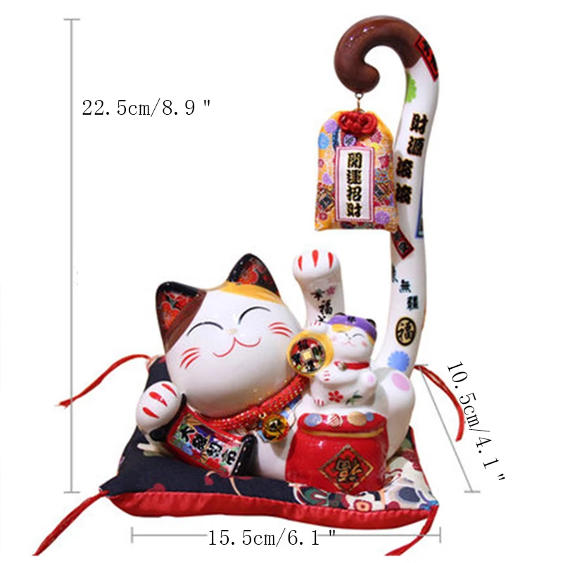 

Creative Long Tail Cat Ceramic Lucky Cat Piggy Bank Opening Gift Shop Cashier Table Decoration Home Living Room Accessories Gift