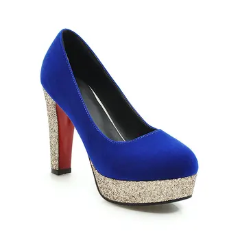

New wedding shoe 2019 age season high with thick with sequins size 43 yards 32 - shallow mouth single woman shoes
