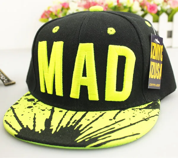 [Глава пчелы] Бейсбол Кепки Snapbacks Hat Casquette буквы MAD Gorras Дети плоские хип-хоп Кепки для для мальчиков и девочек - Цвет: green child