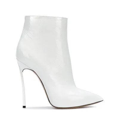 Mcacchi/пикантные ботинки; ботинки на высоком каблуке; коллекция года; сезон весна-осень; женские ботильоны 12 см; женские ботинки ручной работы высокого качества - Цвет: 12 CM White