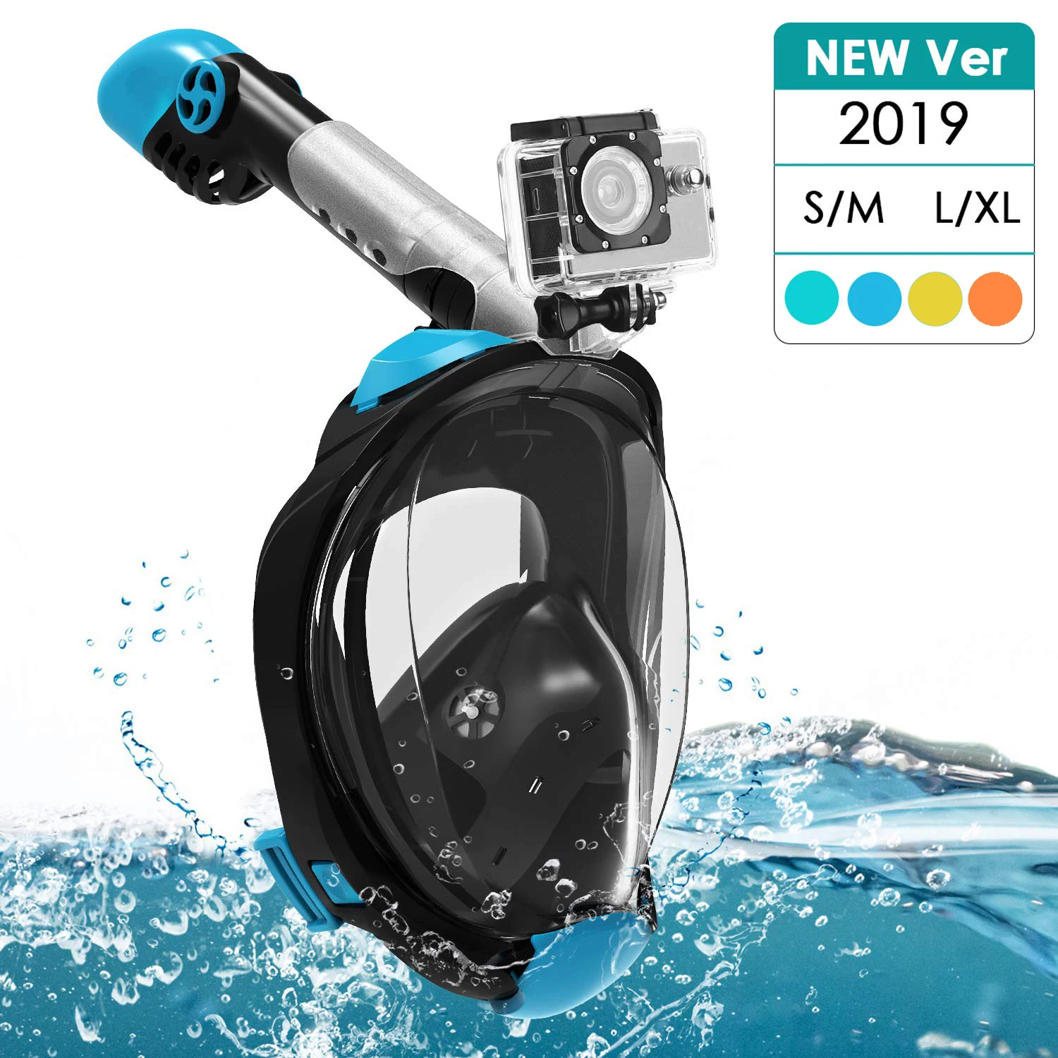 

Anti Fog Diving Mask Full Face Snorkel Mask Set with Advanced Breathing System Adult Kids Swimming Mask Detachable Gopro Mount